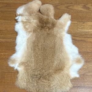 0800 Natural Two-Tone Rabbit Fur Hide - Tan and Cream